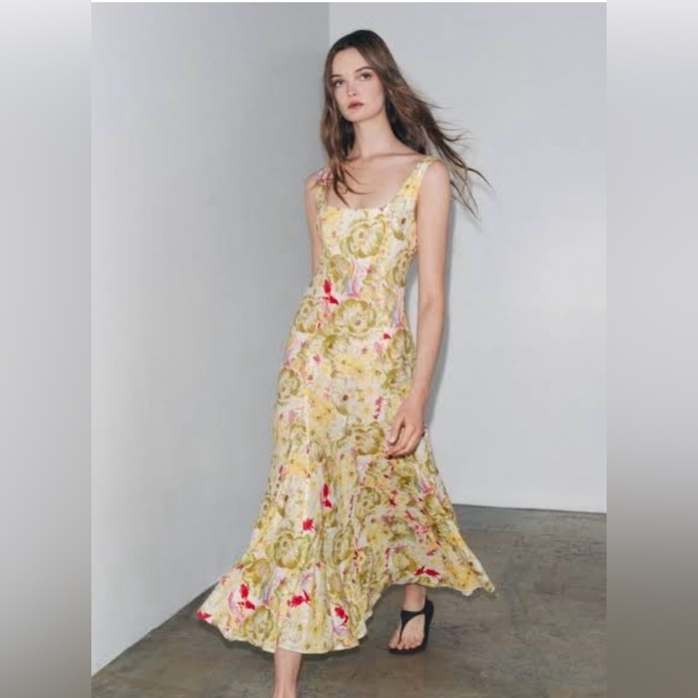 NWT ZARA Linen Blend Printed Dress ZW Collection. NWT